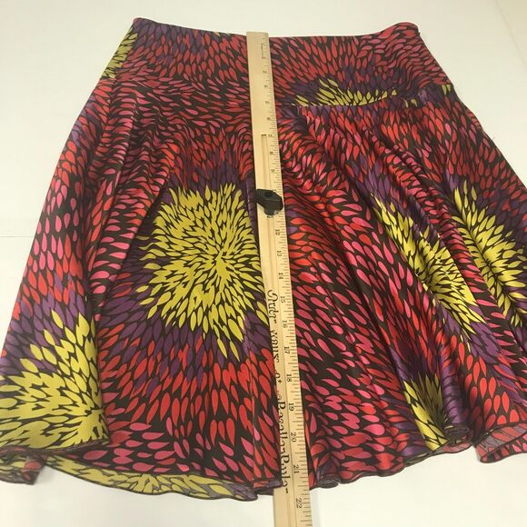 Trina Turk Skirt Womens 4 Multicolor Silk Spandex Abstract Floral Circle Skater - Picture 8 of 9